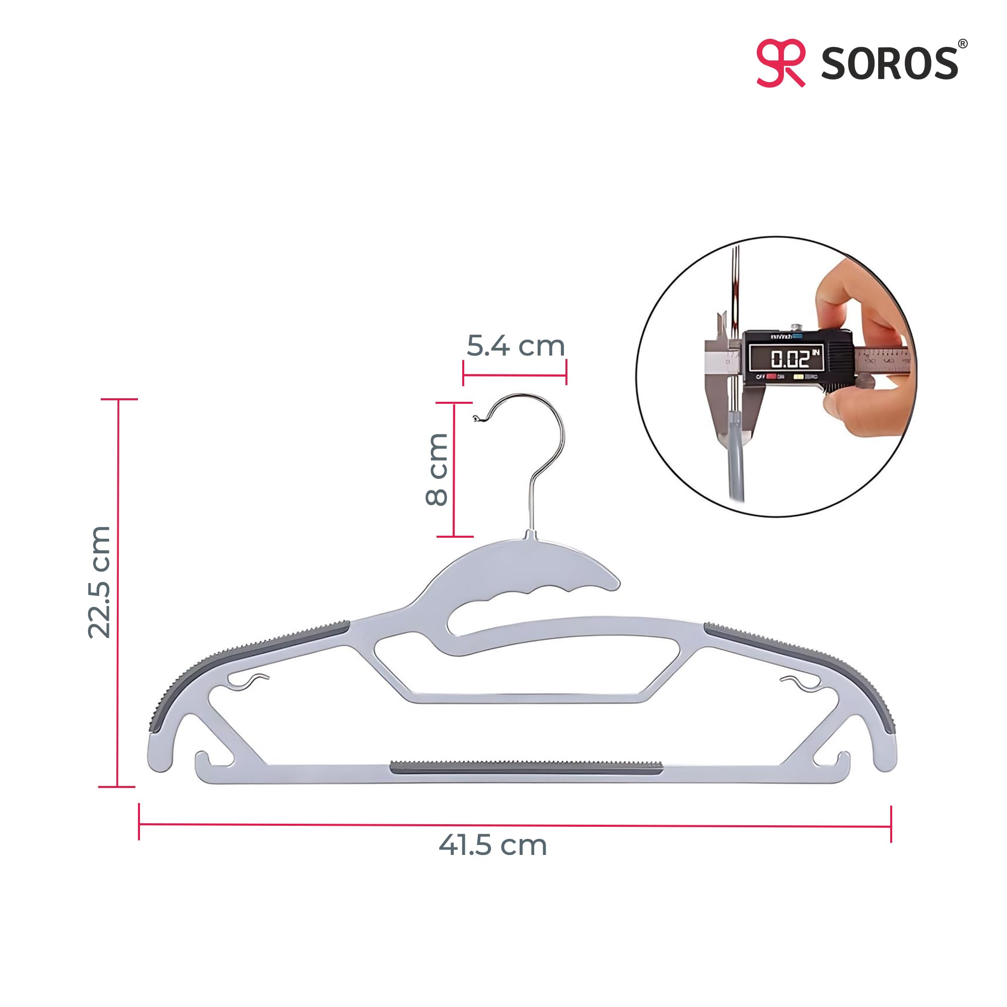 Soros Clothes Hangers (Pack Of 10) With Non-Slip Pads, Space Saving, 6 Mm Thickness, Super Lightweight Organizer, Clothes Hanger